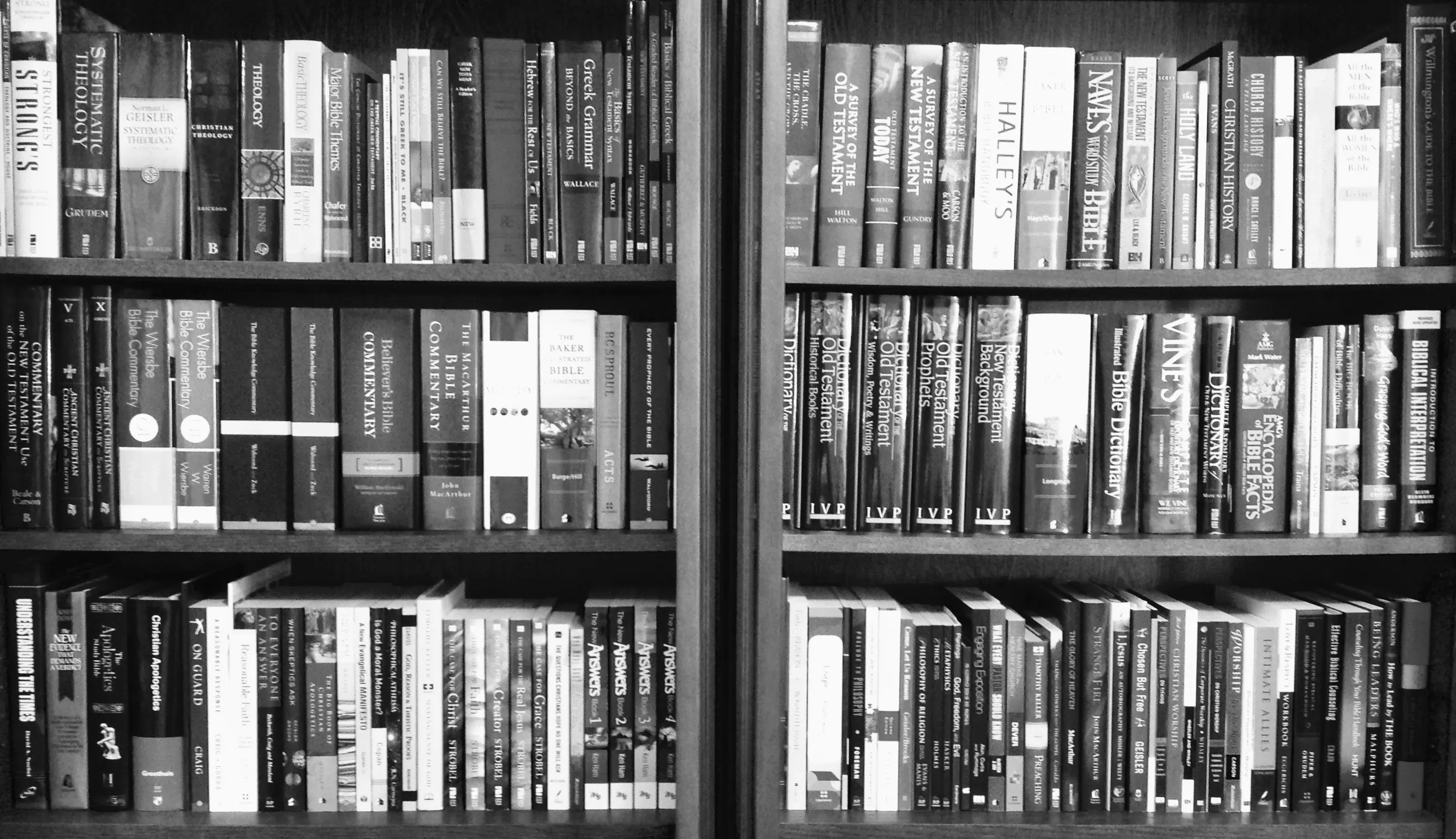 A wall of theology and Bible reference books